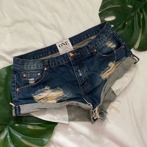One Teaspoon Bandit Shorts - Blue Denim